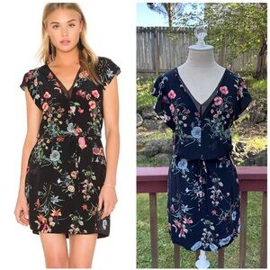 Rebecca Taylor Meadow Black Floral Silk Dress
